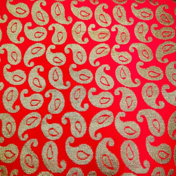 Metallic Brocade - Red Paisley